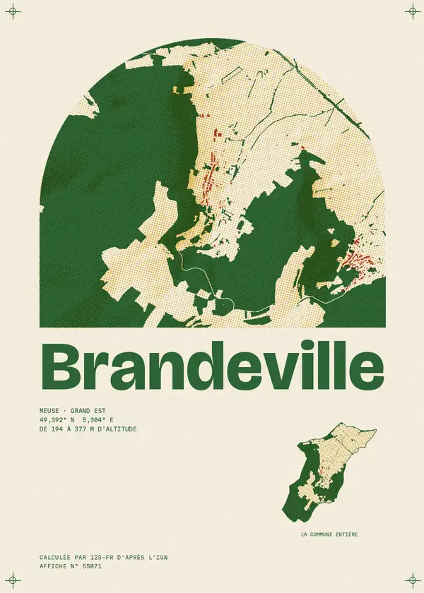 Affiche de Brandeville, calculée par 123-fr d'après l'IGN