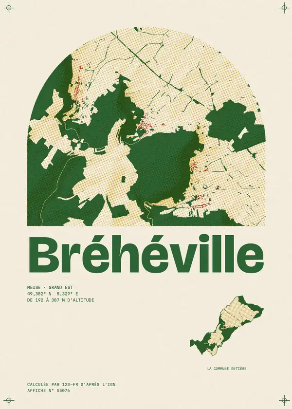 Affiche de Bréhéville, calculée par 123-fr d'après l'IGN