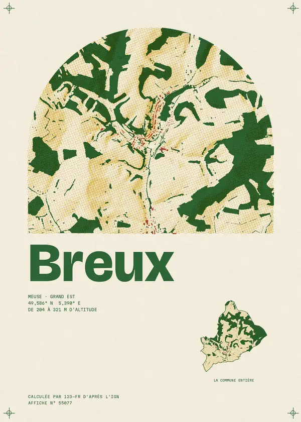 Affiche de Breux, calculée par 123-fr d'après l'IGN