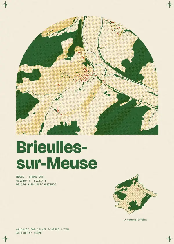 Affiche de Brieulles-sur-Meuse, calculée par 123-fr d'après l'IGN
