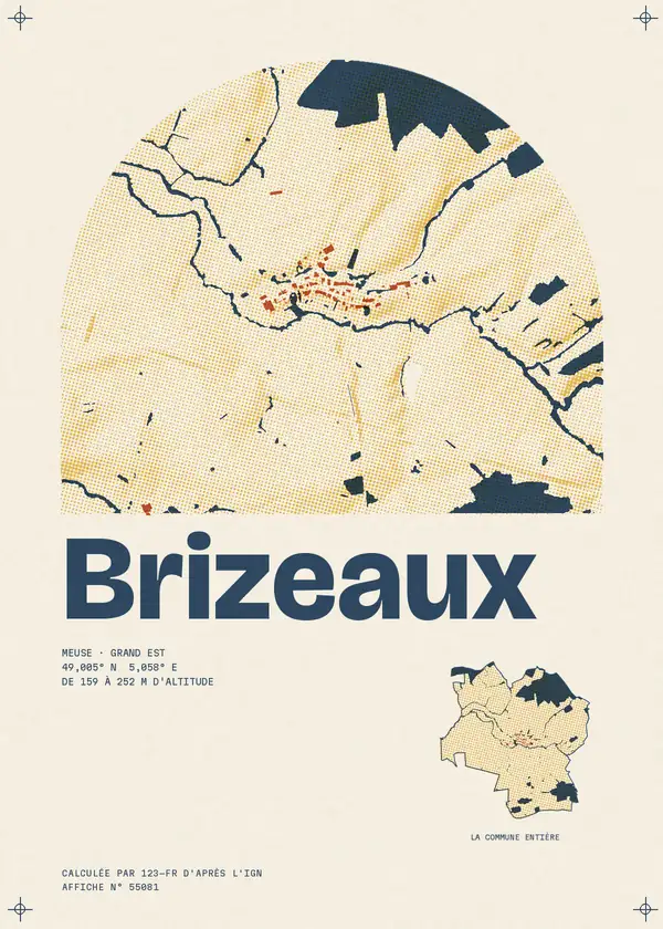 Affiche de Brizeaux, calculée par 123-fr d'après l'IGN