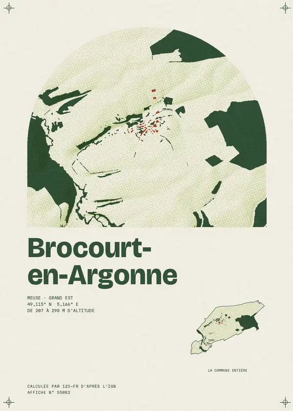 Affiche de Brocourt-en-Argonne, calculée par 123-fr d'après l'IGN