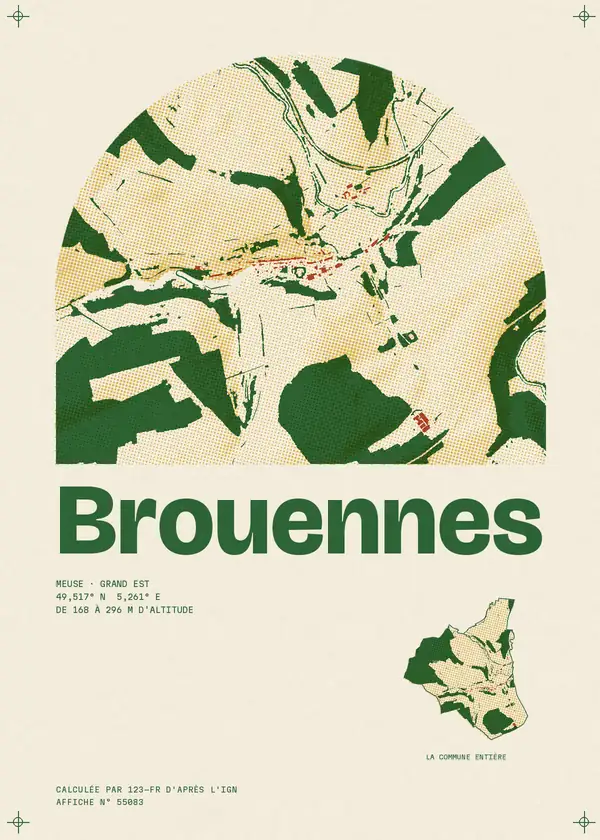 Affiche de Brouennes, calculée par 123-fr d'après l'IGN