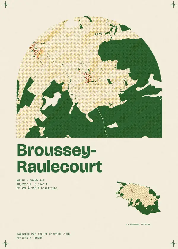 Affiche de Broussey-Raulecourt, calculée par 123-fr d'après l'IGN
