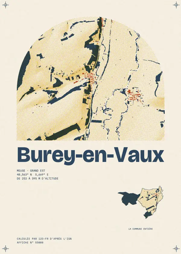 Affiche de Burey-en-Vaux, calculée par 123-fr d'après l'IGN