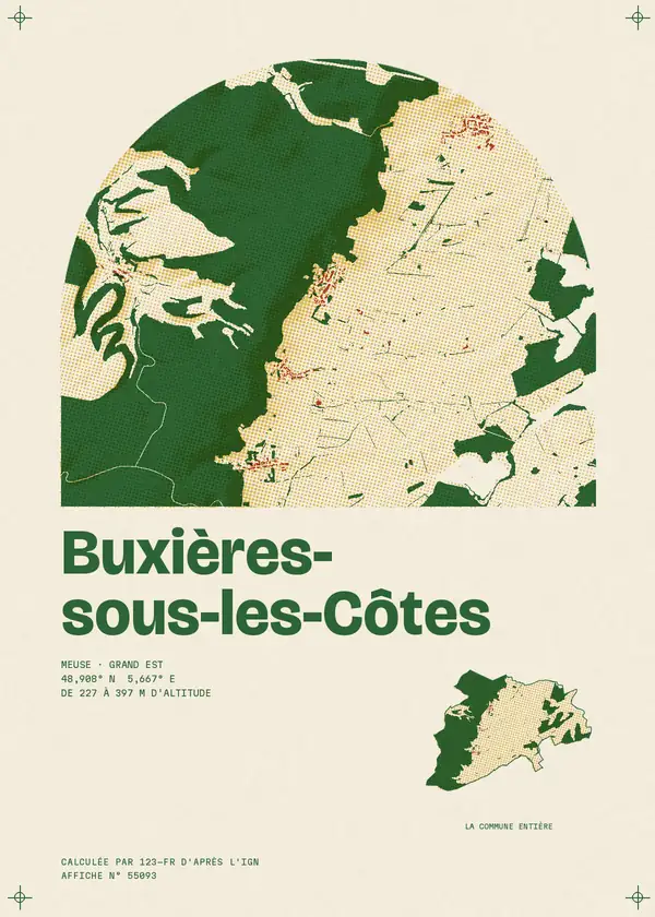 Affiche de Buxières-sous-les-Côtes, calculée par 123-fr d'après l'IGN