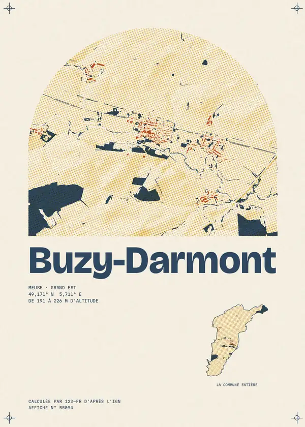Affiche de Buzy-Darmont, calculée par 123-fr d'après l'IGN