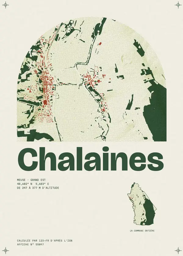 Affiche de Chalaines, calculée par 123-fr d'après l'IGN