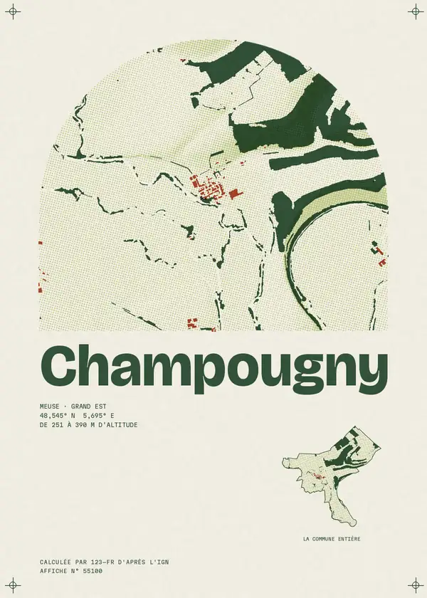 Affiche de Champougny, calculée par 123-fr d'après l'IGN