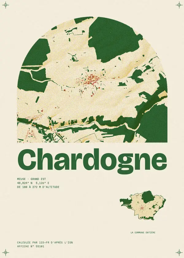 Affiche de Chardogne, calculée par 123-fr d'après l'IGN