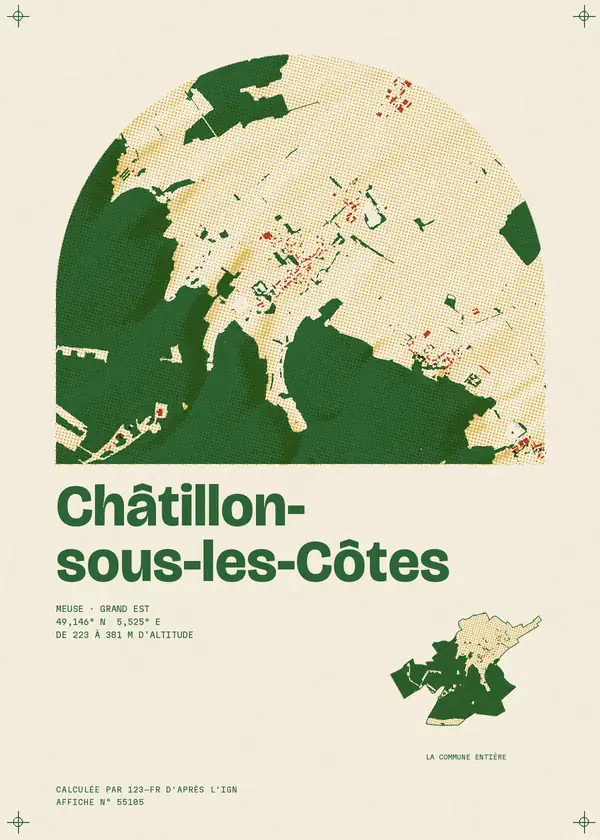 Affiche de Châtillon-sous-les-Côtes, calculée par 123-fr d'après l'IGN