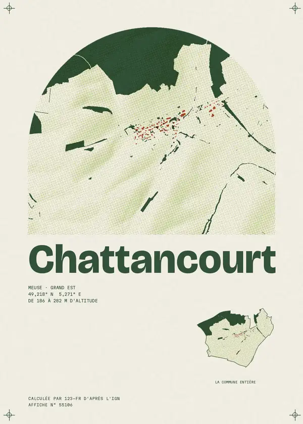 Affiche de Chattancourt, calculée par 123-fr d'après l'IGN
