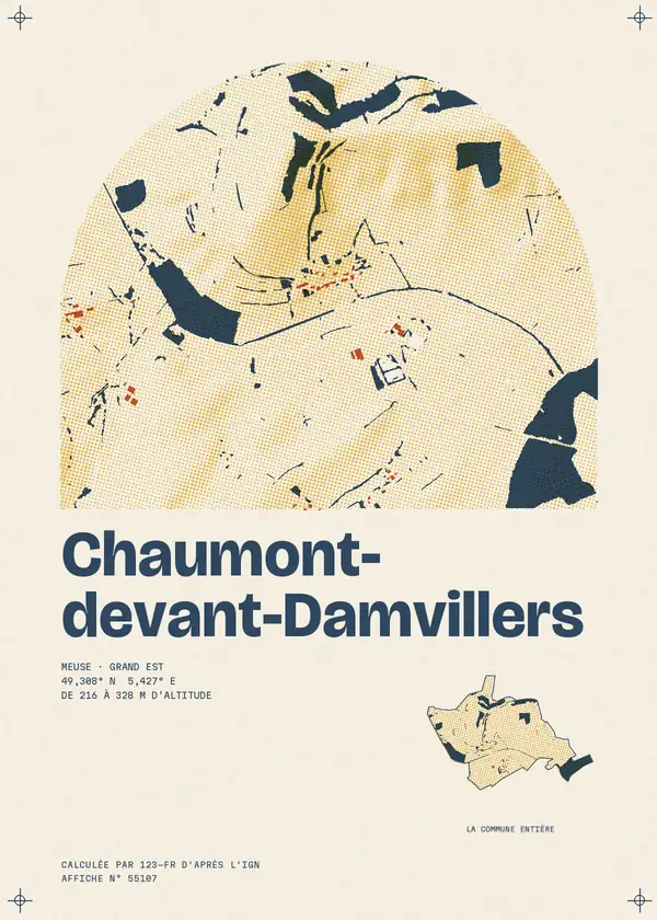 Affiche de Chaumont-devant-Damvillers, calculée par 123-fr d'après l'IGN
