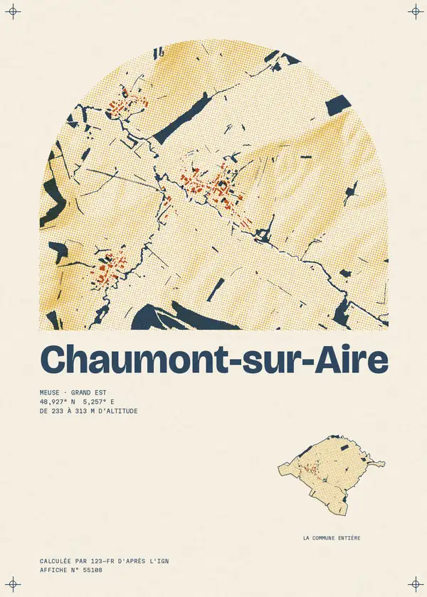 Affiche de Chaumont-sur-Aire, calculée par 123-fr d'après l'IGN