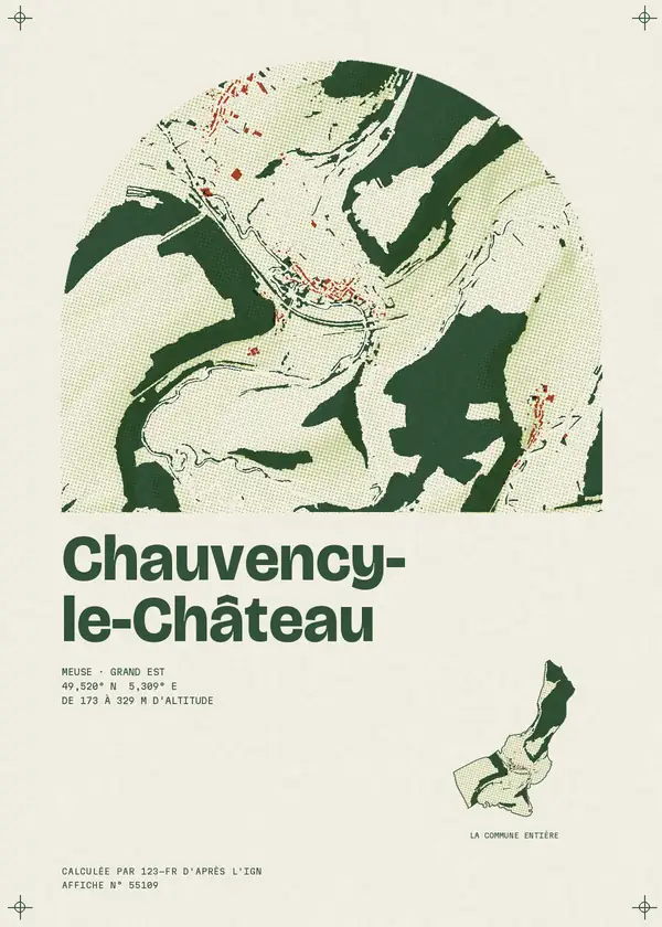 Affiche de Chauvency-le-Château, calculée par 123-fr d'après l'IGN