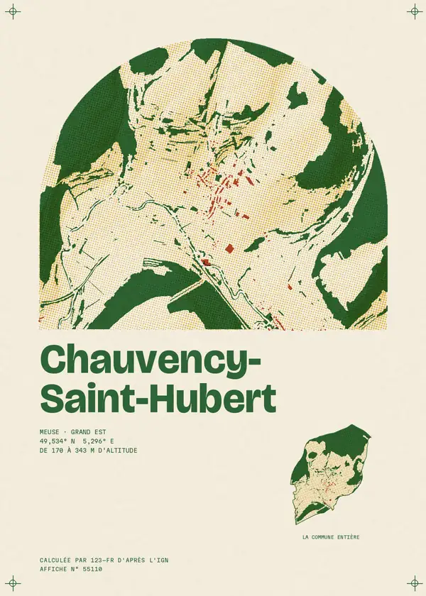 Affiche de Chauvency-Saint-Hubert, calculée par 123-fr d'après l'IGN
