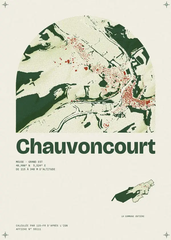Affiche de Chauvoncourt, calculée par 123-fr d'après l'IGN