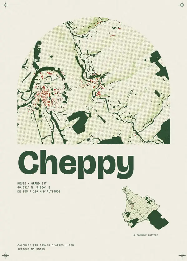 Affiche de Cheppy, calculée par 123-fr d'après l'IGN