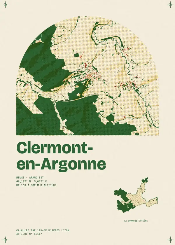 Affiche de Clermont-en-Argonne, calculée par 123-fr d'après l'IGN