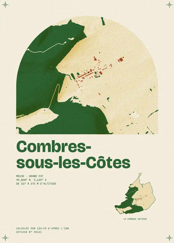 Affiche de Combres-sous-les-Côtes, calculée par 123-fr d'après l'IGN