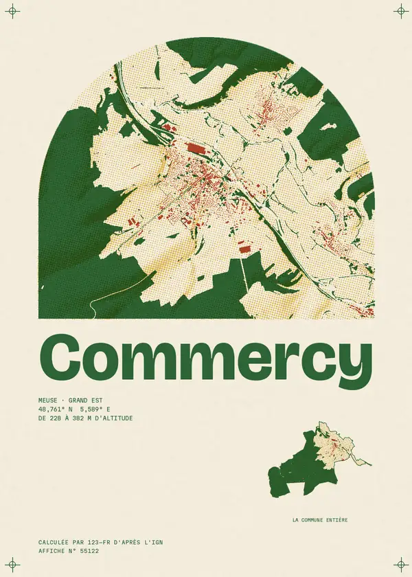 Affiche de Commercy, calculée par 123-fr d'après l'IGN