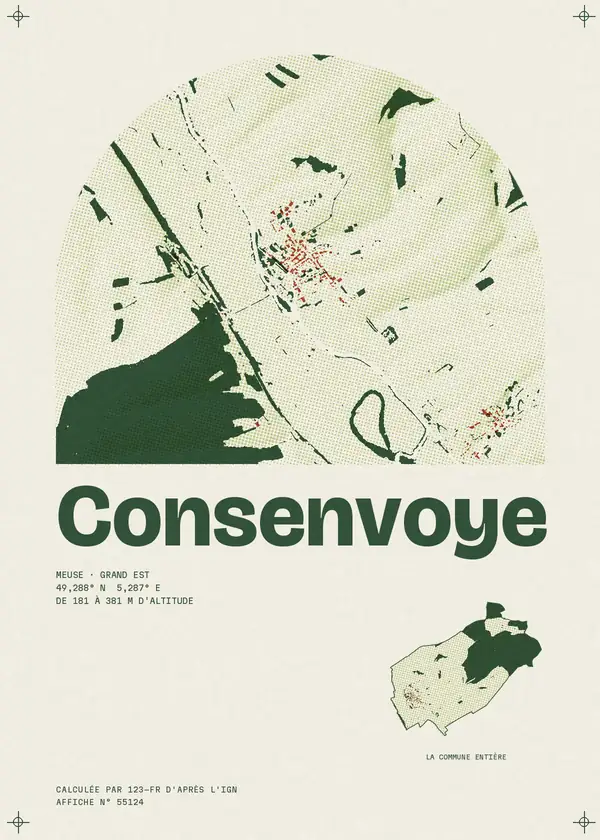 Affiche de Consenvoye, calculée par 123-fr d'après l'IGN