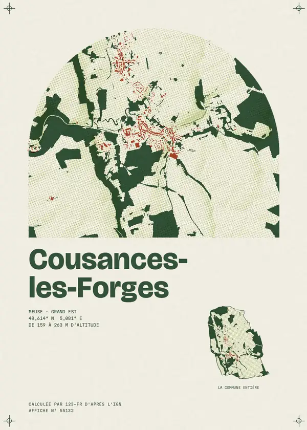 Affiche de Cousances-les-Forges, calculée par 123-fr d'après l'IGN