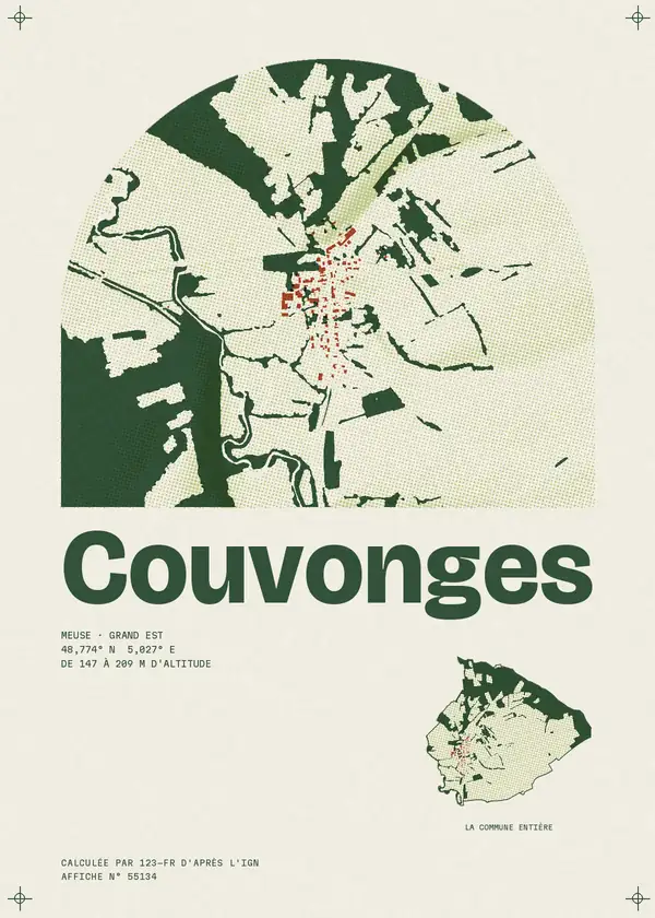 Affiche de Couvonges, calculée par 123-fr d'après l'IGN