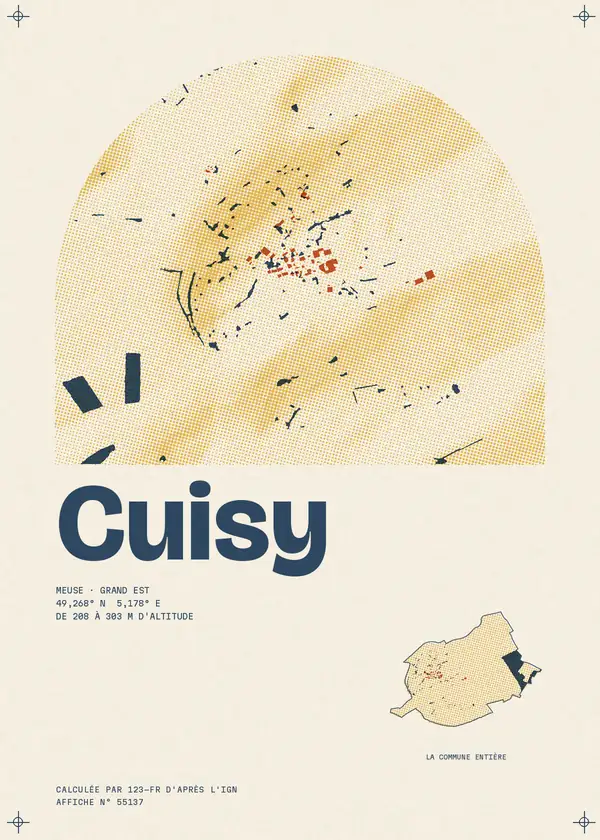 Affiche de Cuisy, calculée par 123-fr d'après l'IGN