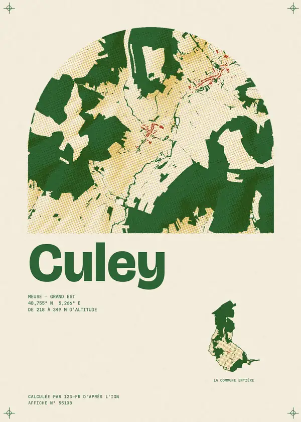 Affiche de Culey, calculée par 123-fr d'après l'IGN