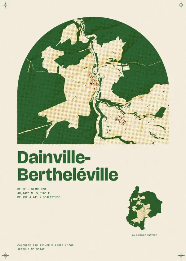 Affiche de Dainville-Bertheléville, calculée par 123-fr d'après l'IGN