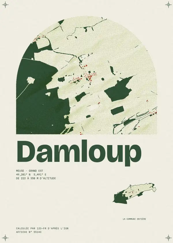 Affiche de Damloup, calculée par 123-fr d'après l'IGN