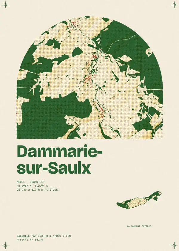 Affiche de Dammarie-sur-Saulx, calculée par 123-fr d'après l'IGN