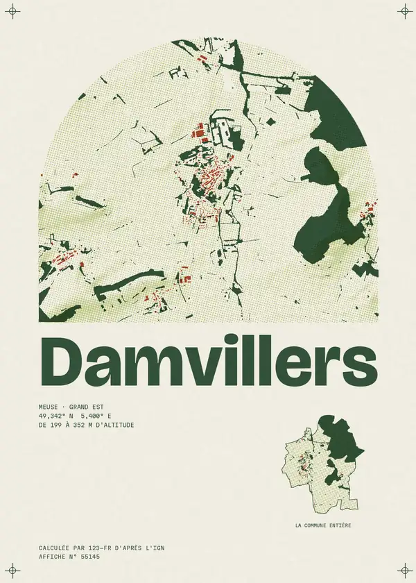 Affiche de Damvillers, calculée par 123-fr d'après l'IGN