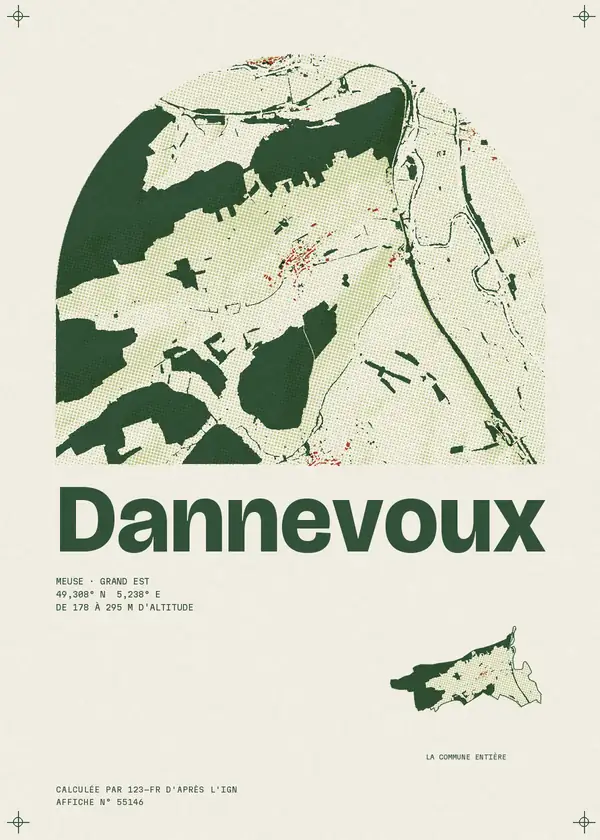 Affiche de Dannevoux, calculée par 123-fr d'après l'IGN