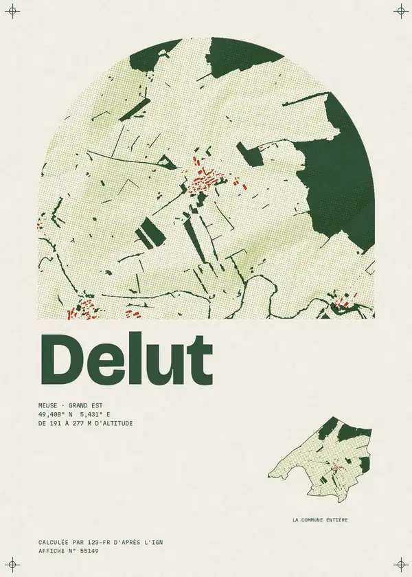 Affiche de Delut, calculée par 123-fr d'après l'IGN