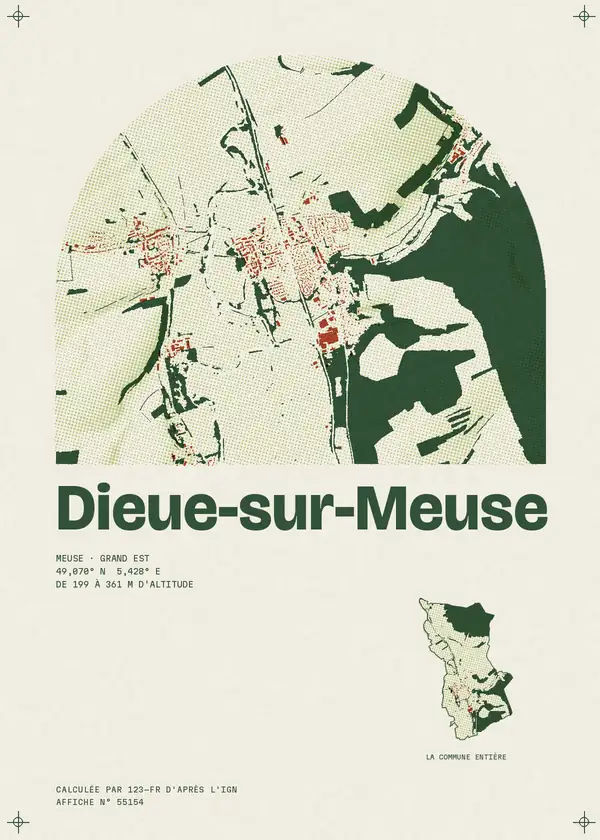 Affiche de Dieue-sur-Meuse, calculée par 123-fr d'après l'IGN