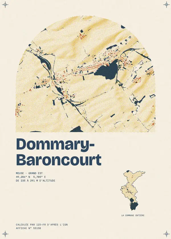 Affiche de Dommary-Baroncourt, calculée par 123-fr d'après l'IGN