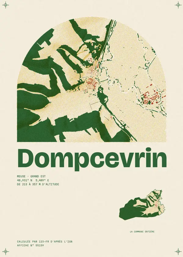 Affiche de Dompcevrin, calculée par 123-fr d'après l'IGN