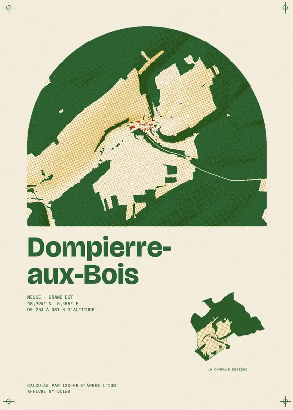 Affiche de Dompierre-aux-Bois, calculée par 123-fr d'après l'IGN