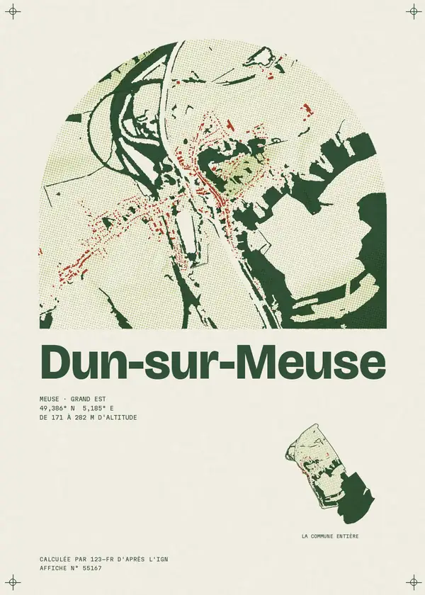 Affiche de Dun-sur-Meuse, calculée par 123-fr d'après l'IGN