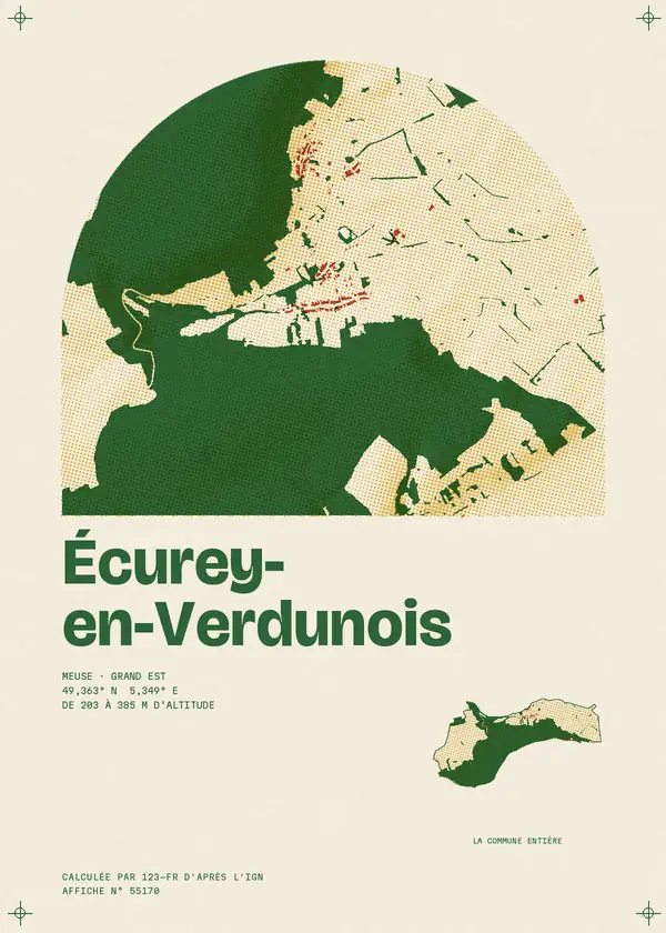 Affiche de Écurey-en-Verdunois, calculée par 123-fr d'après l'IGN