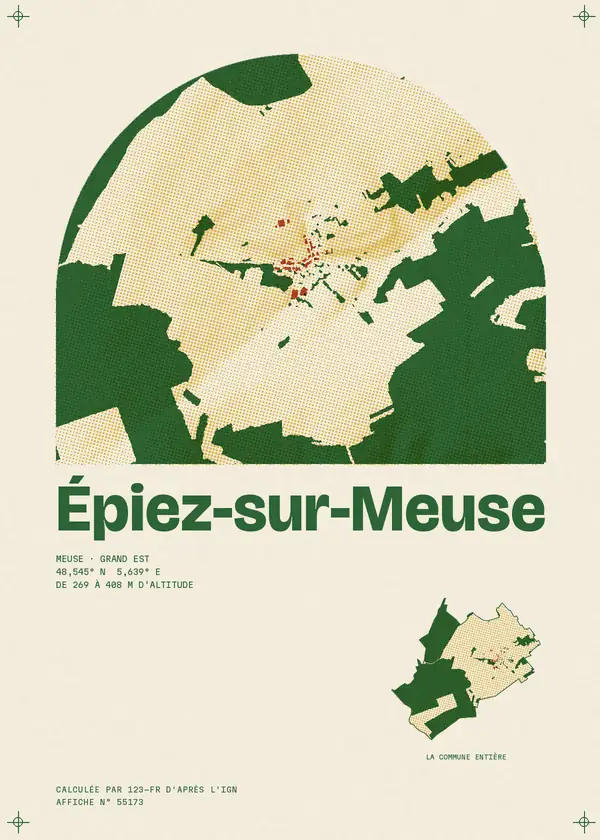 Affiche de Épiez-sur-Meuse, calculée par 123-fr d'après l'IGN
