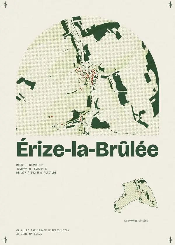 Affiche de Érize-la-Brûlée, calculée par 123-fr d'après l'IGN