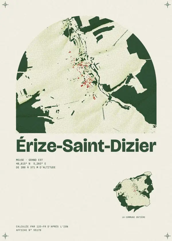 Affiche de Érize-Saint-Dizier, calculée par 123-fr d'après l'IGN