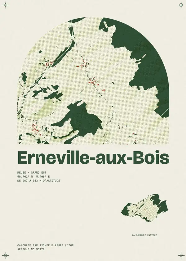Affiche de Erneville-aux-Bois, calculée par 123-fr d'après l'IGN