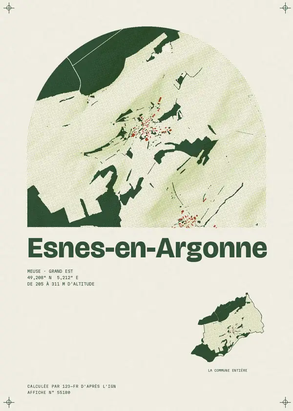 Affiche de Esnes-en-Argonne, calculée par 123-fr d'après l'IGN