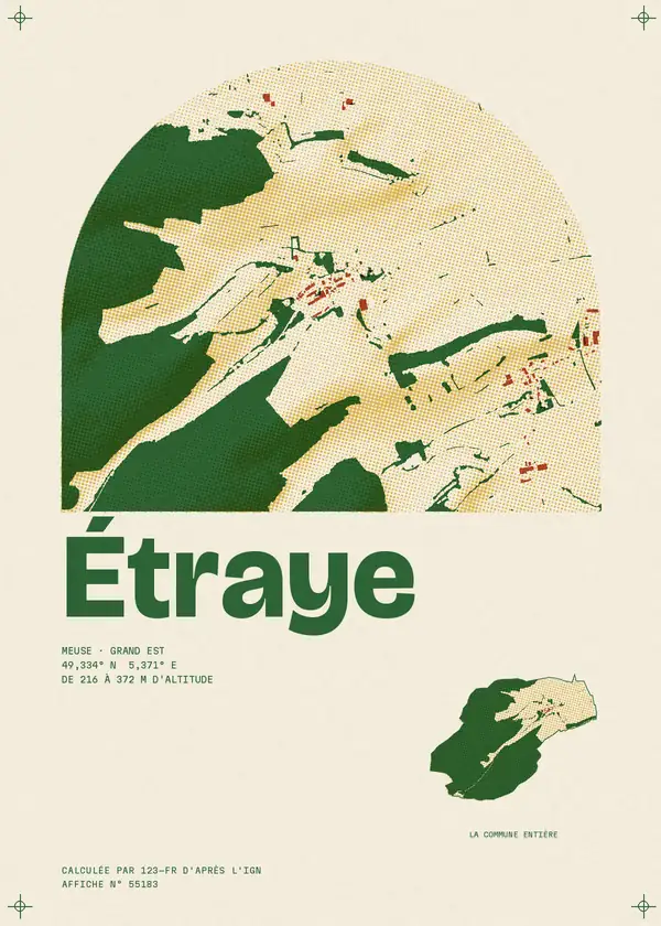 Affiche de Étraye, calculée par 123-fr d'après l'IGN