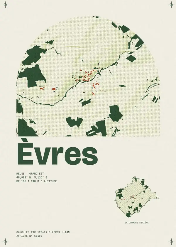 Affiche de Èvres, calculée par 123-fr d'après l'IGN