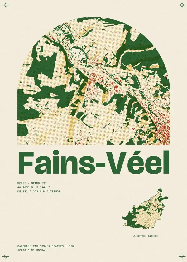 Affiche de Fains-Véel, calculée par 123-fr d'après l'IGN